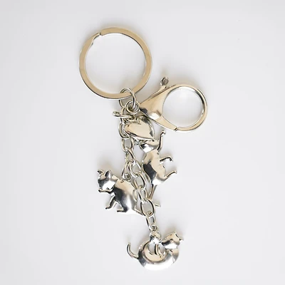 Porte-clé argent - Chats