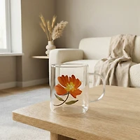 Tasse en verre - Fleur orange