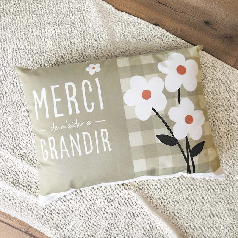 Sage green text cushion - Thank you
