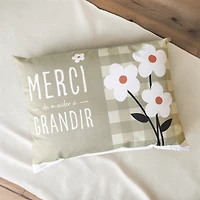 Sage green text cushion - Thank you
