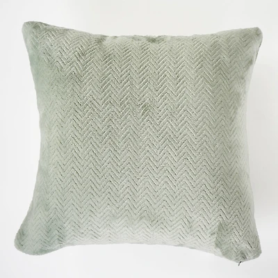 Coussin en microflanelle - Chevrons vert sauge