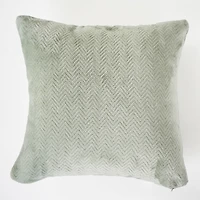 Coussin en microflanelle - Chevrons vert sauge