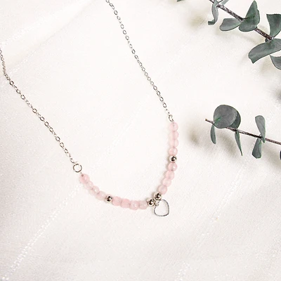 Collier pierres roses & coeur