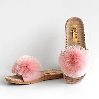 Sandales à pompon - Rose
