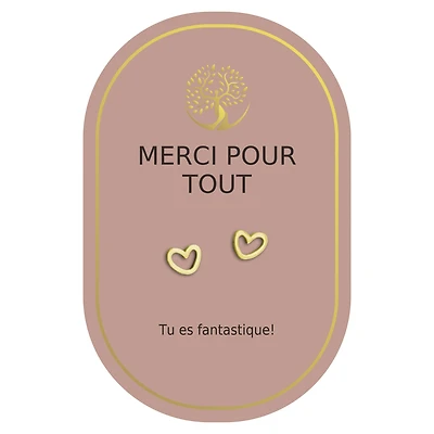 Gold heart earrings - Merci pour tout