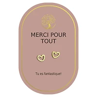 Gold heart earrings - Merci pour tout