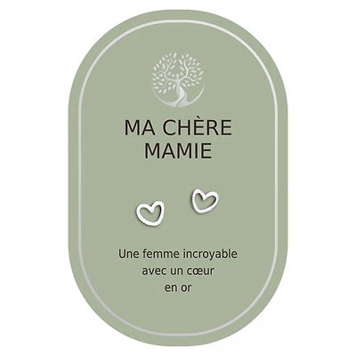 Boucles d'oreilles coeur argent - Ma chère mamie