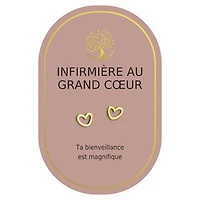 Gold heart earrings - Infirmière