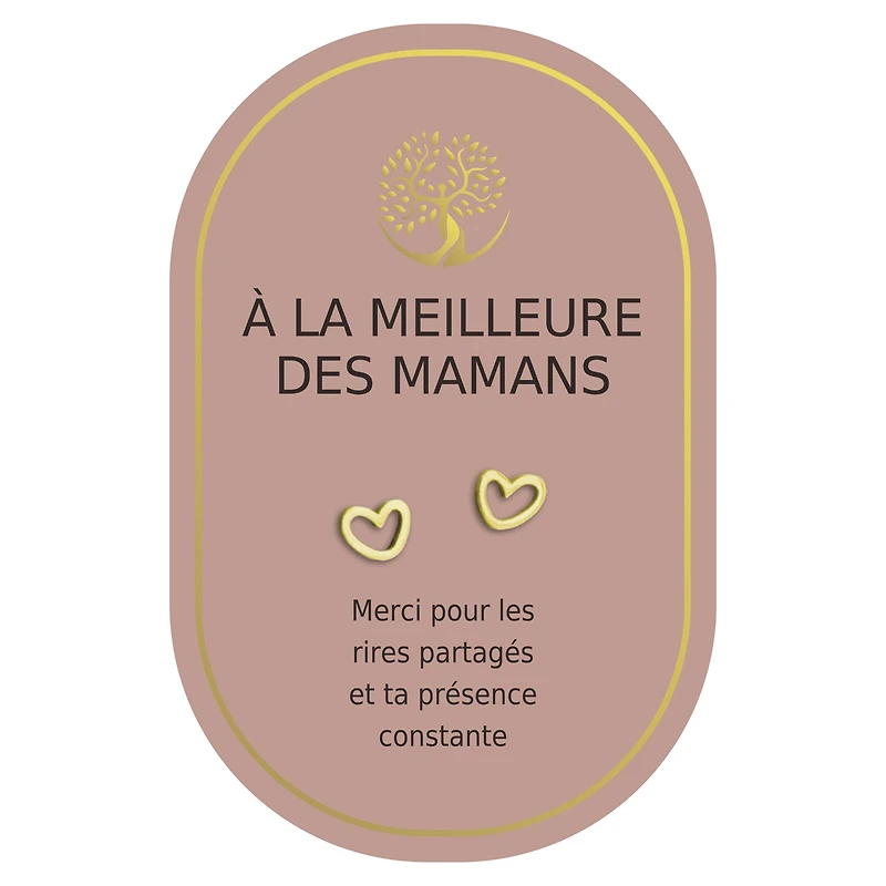 Gold heart earrings - Meilleure des mamans