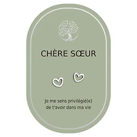 Boucles d'oreilles coeur argent - Chère soeur