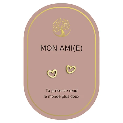 Boucles d'oreilles coeur or - Mon amie
