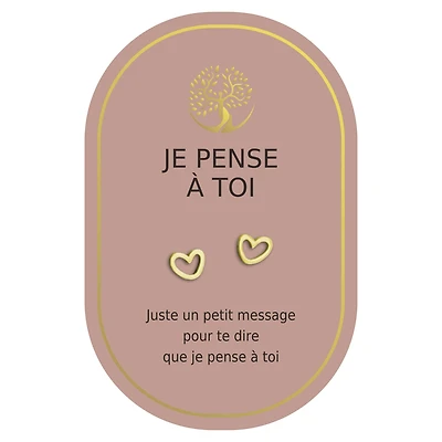 Gold heart earrings - Je pense à toi