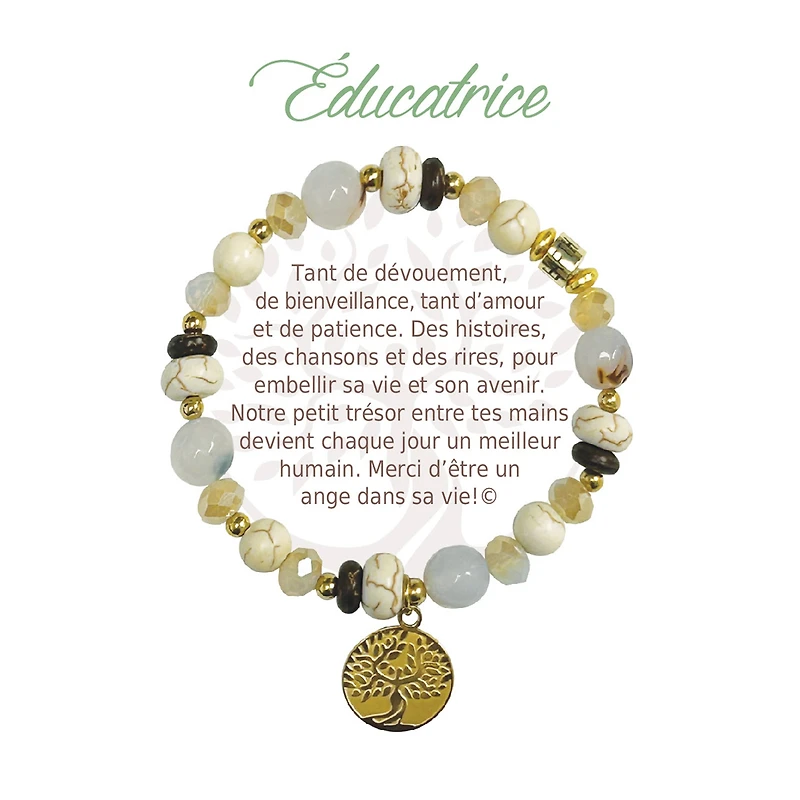 Bracelet message éducatrice - Doré
