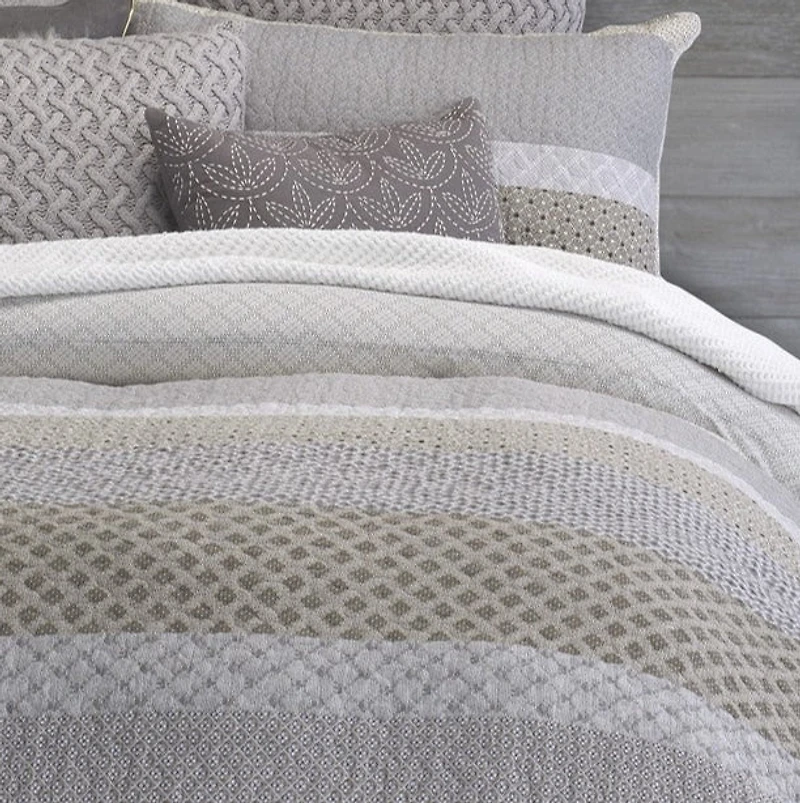 Housse de couette piquée moderne grise et taupe Ethan