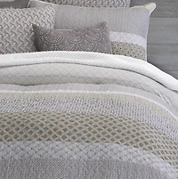 Housse de couette piquée moderne grise et taupe Ethan