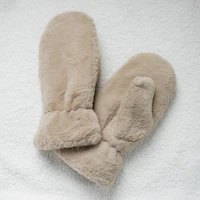 Mitaines taupes - Fausse fourrure