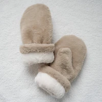 Mitaines taupes - Fausse fourrure