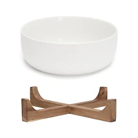 Bowl on wooden base - White