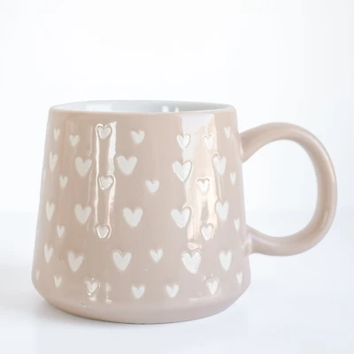 Tasse taupe - Coeurs