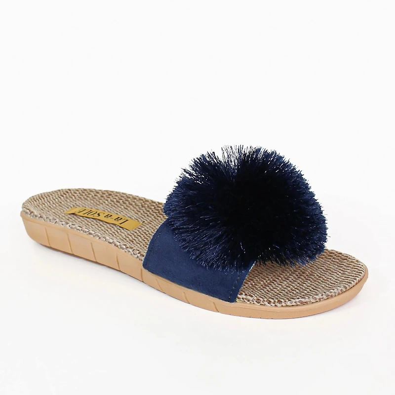 Sandales à pompon - Bleu marines