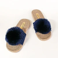 Pompon sandals - Navy