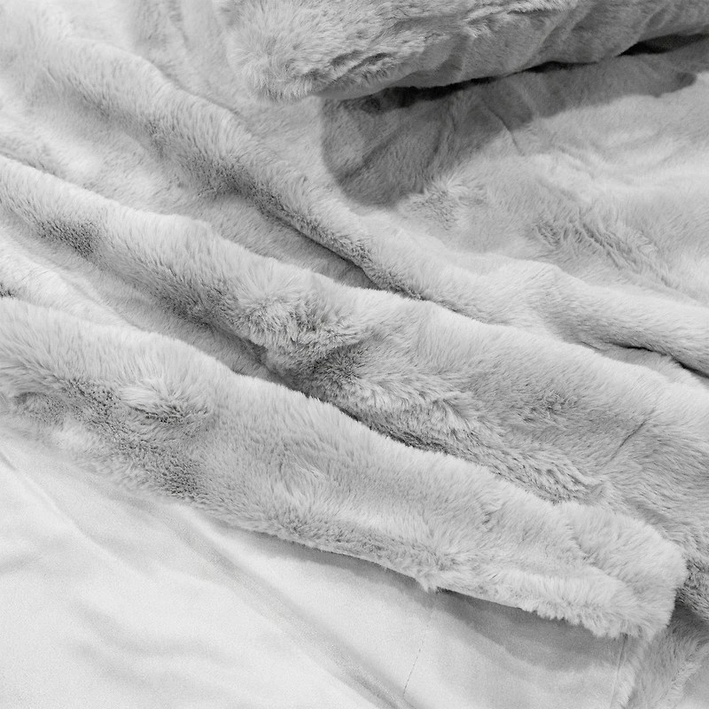 Faux fur short pile throw - Grey