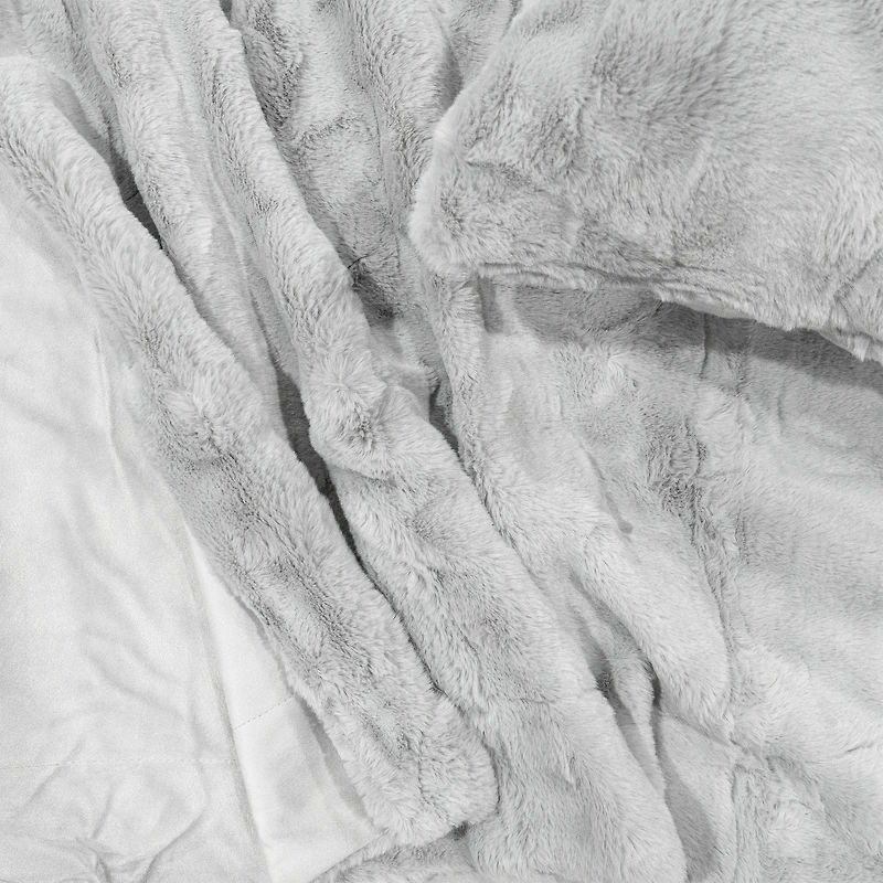 Faux fur short pile throw - Grey