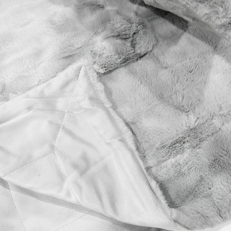 Faux fur short pile throw - Grey