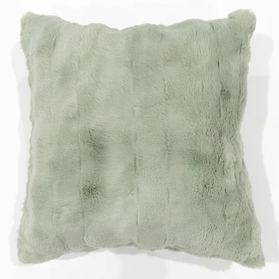 Coussin fausse fourrure poils courts - Sauge