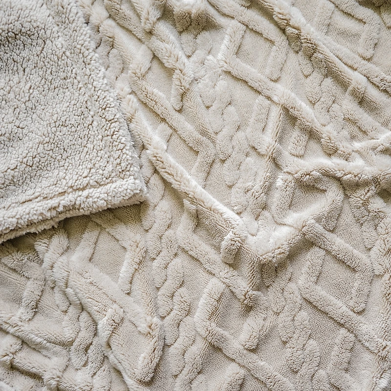 Jeté doux en Sherpa - Taupe