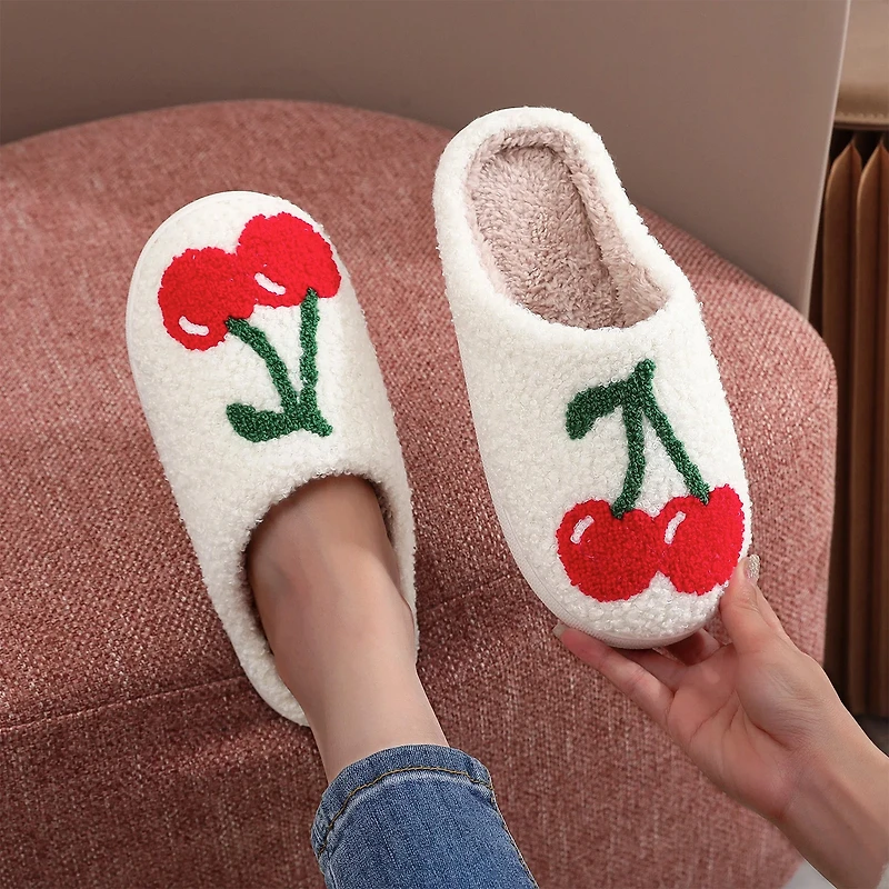 Pantoufle à motif - Cerise