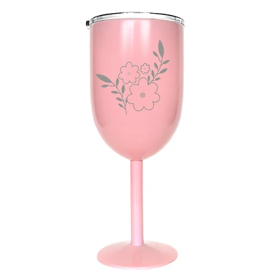 Pink isothermal wine glass - Flowers