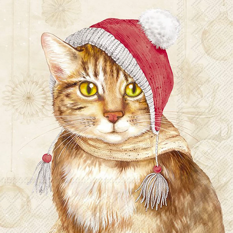 Serviettes de table - Chat de Noël
