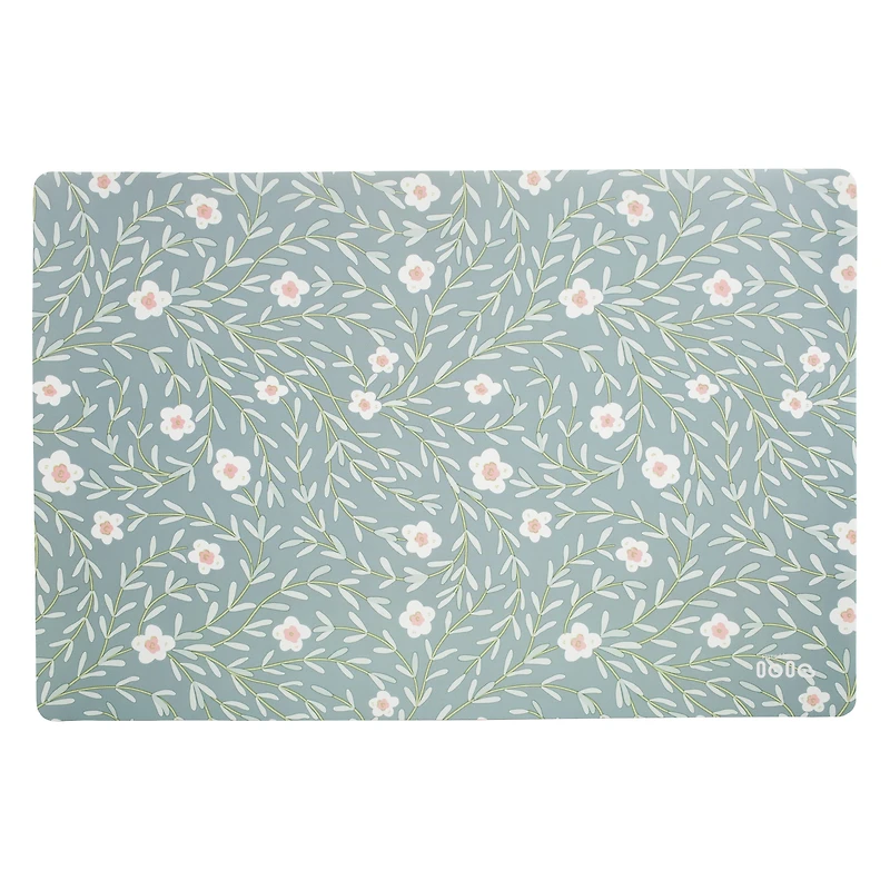 White flower non-slip placemat - Blue