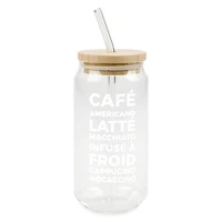 Glass with straw & lid - Café latte