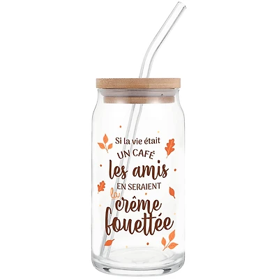 Verre avec pailles & couvercle - Amis