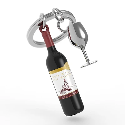 Porte-clé - Bouteille & verre
