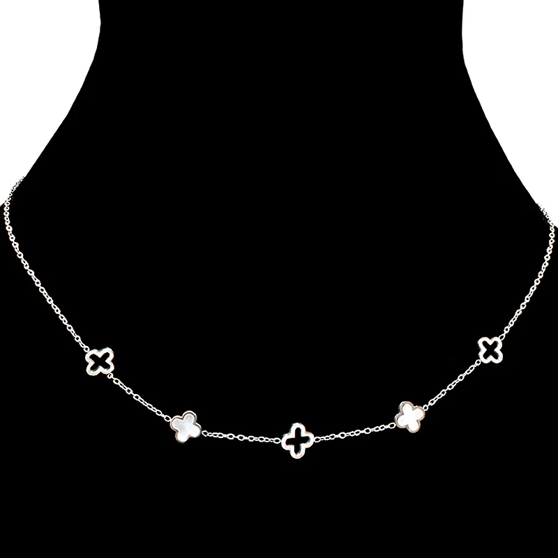 Pearl clover necklace - Silver