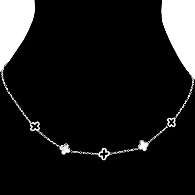 Pearl clover necklace - Silver