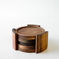 Ensemble de 4 sous-verres rond - Bois d'acacia