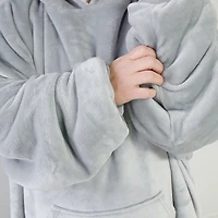 Couverture à capuche surdimensionnée réversible - Gris
