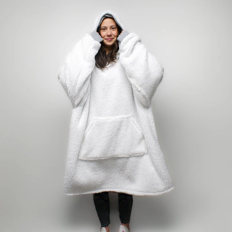Couverture à capuche surdimensionnée réversible - Gris