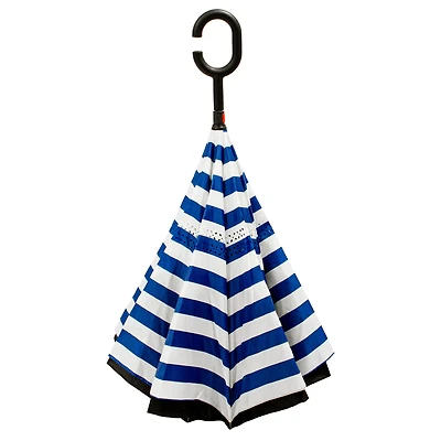 Reversible umbrella - Blue & white striped