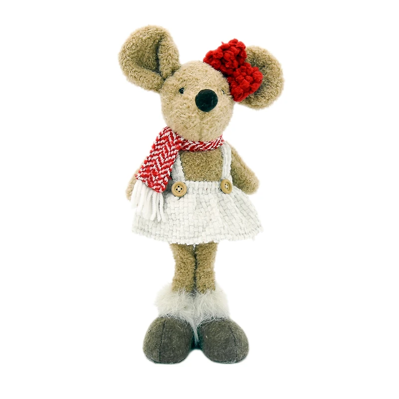 Souris debout - Brune et blanche avec foulard