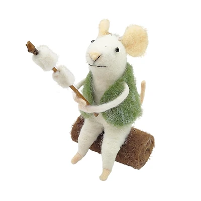 Ornement souris - Bûche avec guimauve