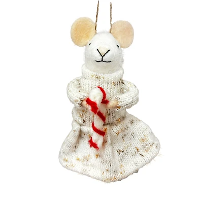 Ornement souris - Manteau et canne de Noël