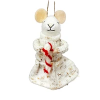 Ornement souris - Manteau et canne de Noël