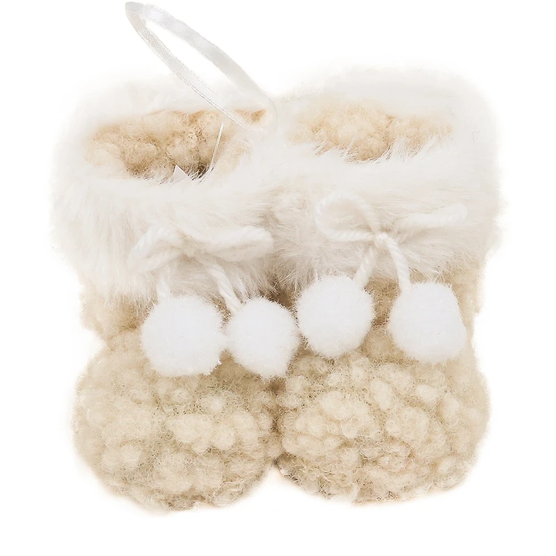 Fur boots ornament - Cream