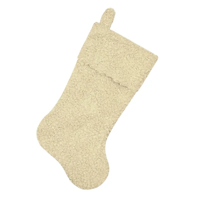 Bas de Noël - Beige en laine bouclé