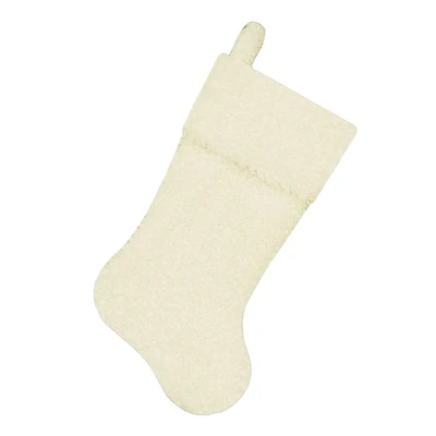 Bas de Noël - Crème / Blanc laine bouclé